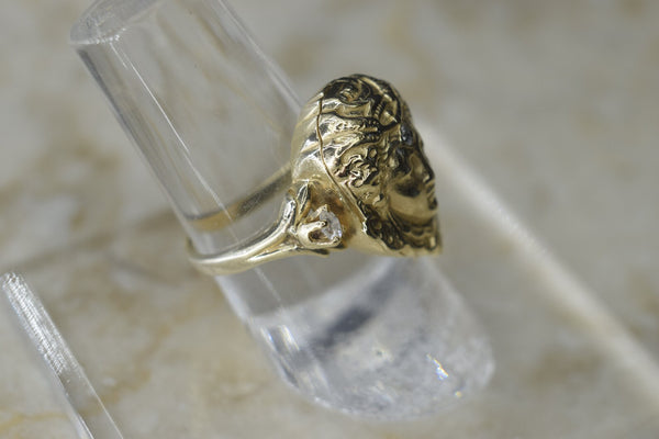 Vintage 14k Gold Goddess Poison Ring With Diamonds