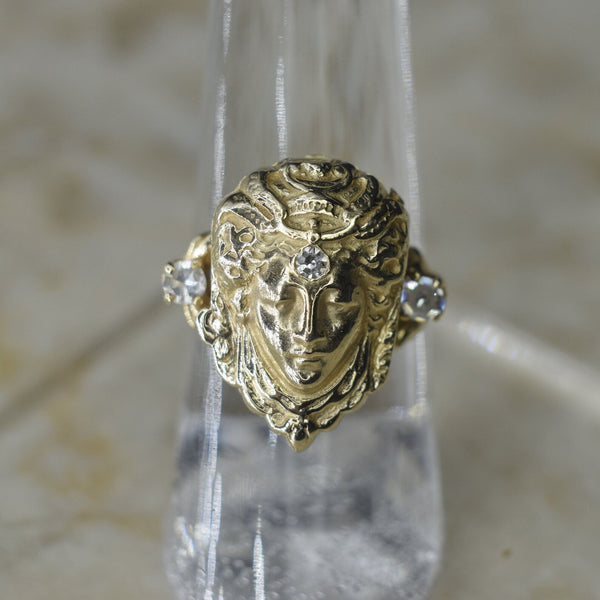 Vintage 14k Gold Goddess Poison Ring With Diamonds