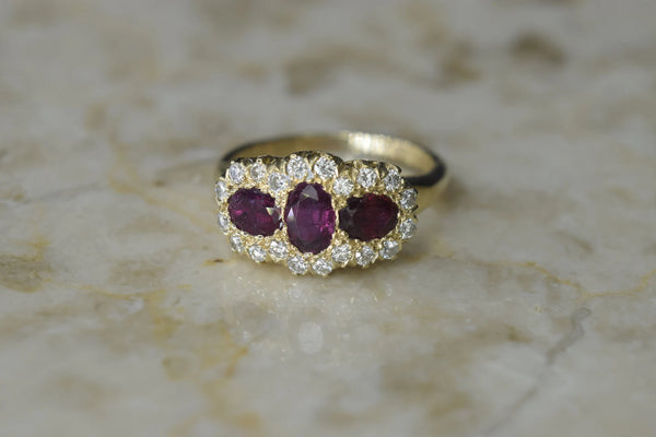Vintage 14k Gold Ruby and Diamond Ring c.1940s
