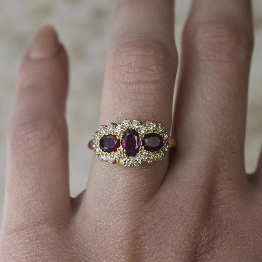 Vintage 14k Gold Ruby and Diamond Ring c.1940s