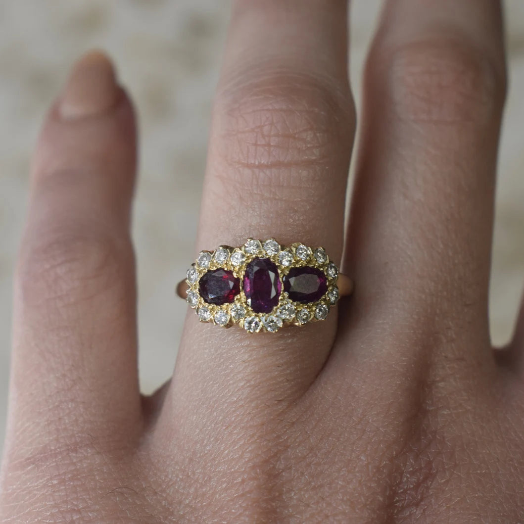 Vintage 14k Gold Ruby and Diamond Ring c.1940s