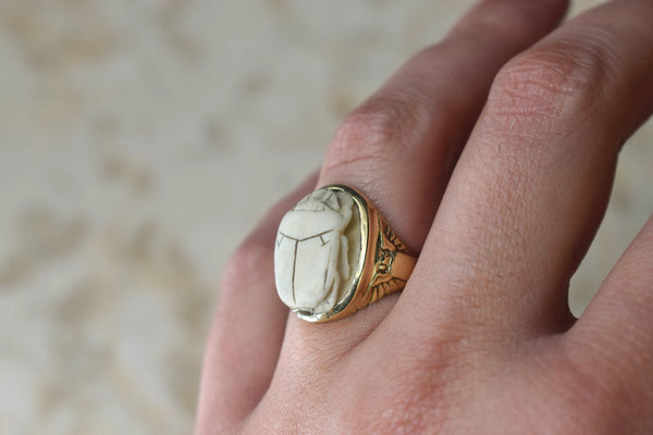 Antique 18k Gold Egyptian Revival Scarab Ring c.1890s
