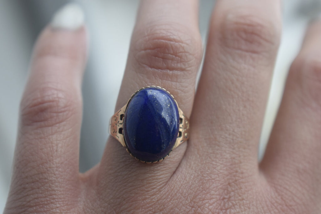 Antique Victorian 14k Gold Lapis Lazuli Ring