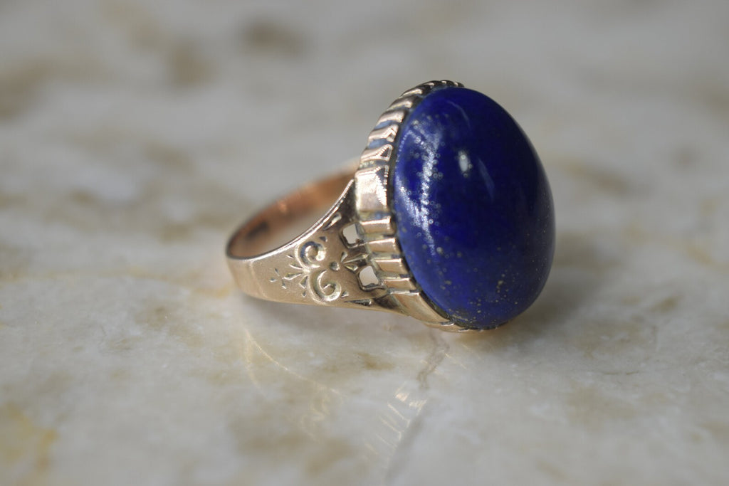 Antique Victorian 14k Gold Lapis Lazuli Ring