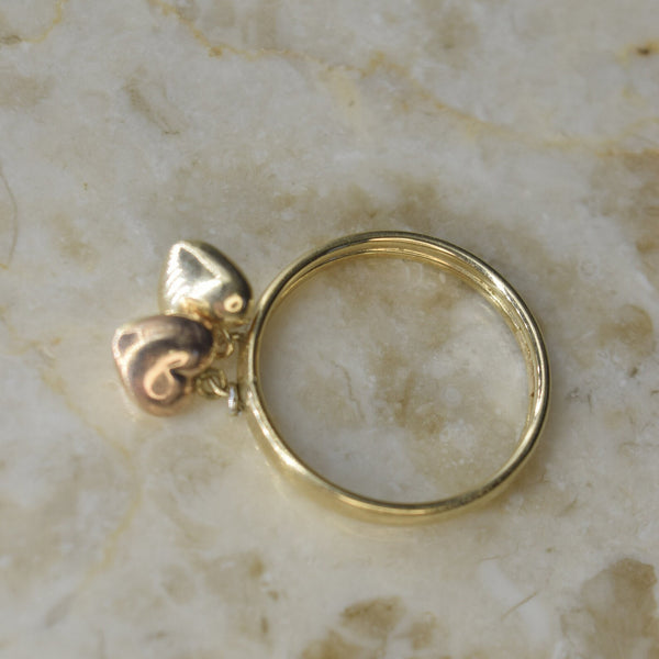 Vintage 14k Puffed Heart Charm Ring c.1960s