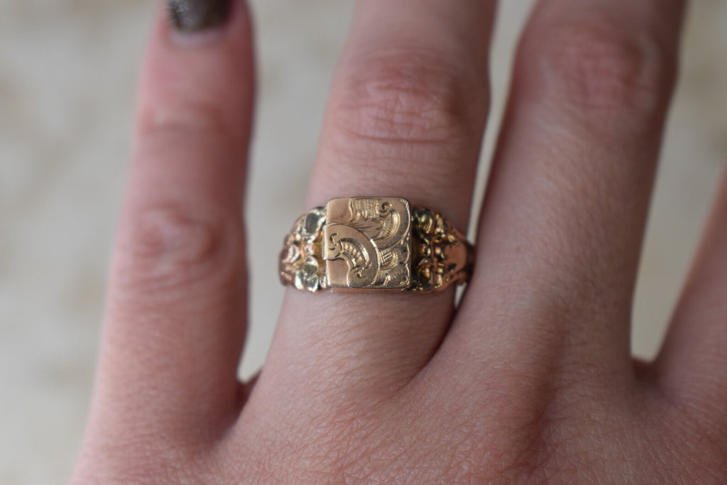 Antique 14k Gold Secret Compartment Ring Monogram J.D. Dutch Hallmarks c.1860s