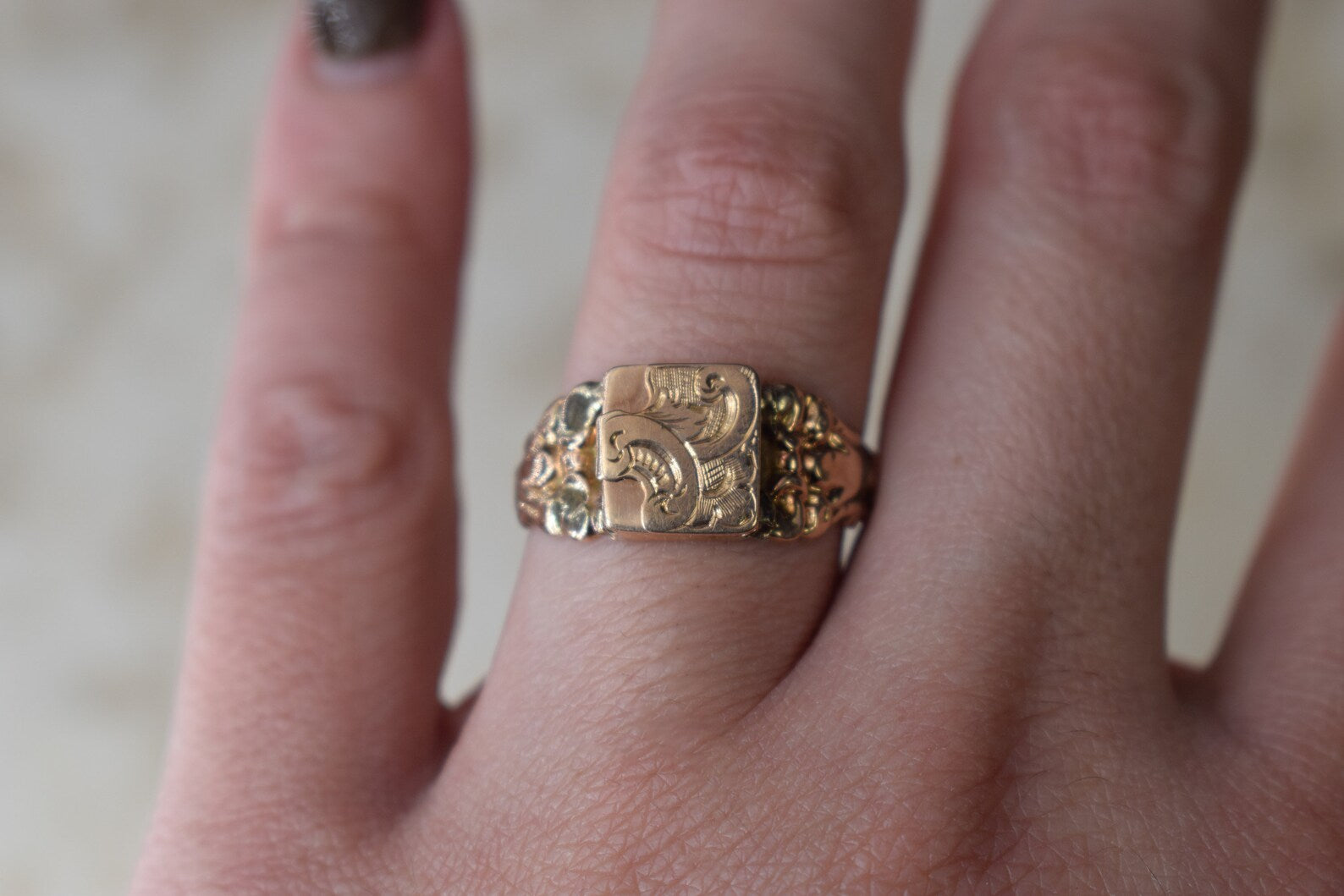 Antique 14k Gold Secret Compartment Ring Monogram J.D. Dutch Hallmarks c.1860s