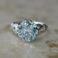 Vintage 14k White Gold Blue Zircon Ring c.1940s