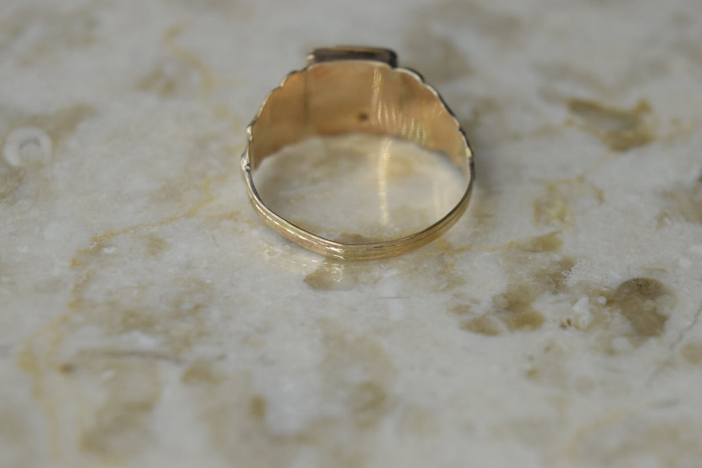 Antique 14k Gold Secret Compartment Ring Monogram J.D. Dutch Hallmarks c.1860s