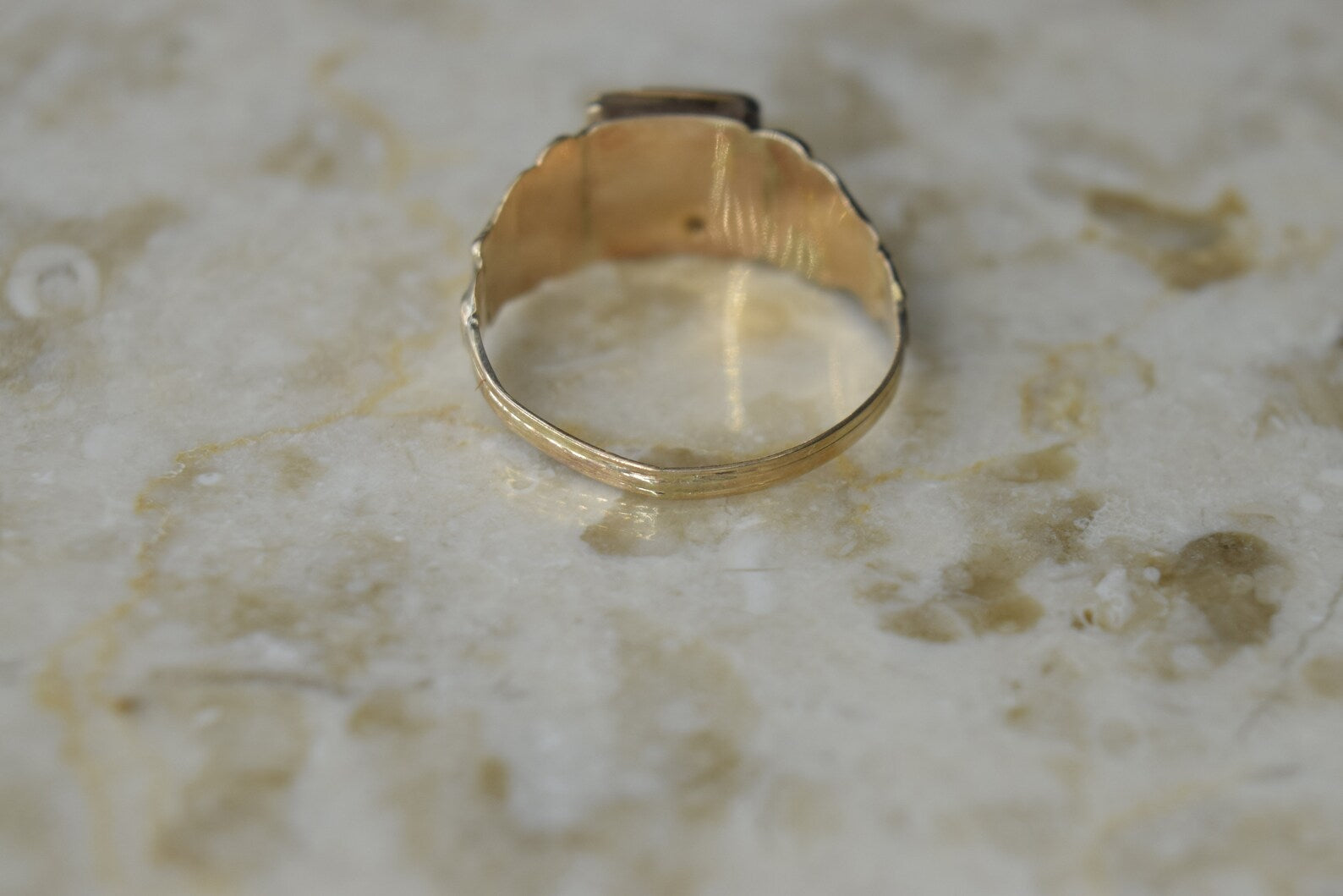 Antique 14k Gold Secret Compartment Ring Monogram J.D. Dutch Hallmarks c.1860s