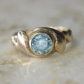 Antique Victorian 14k Gold Double Snake Ring with Blue Zircon c.1890s