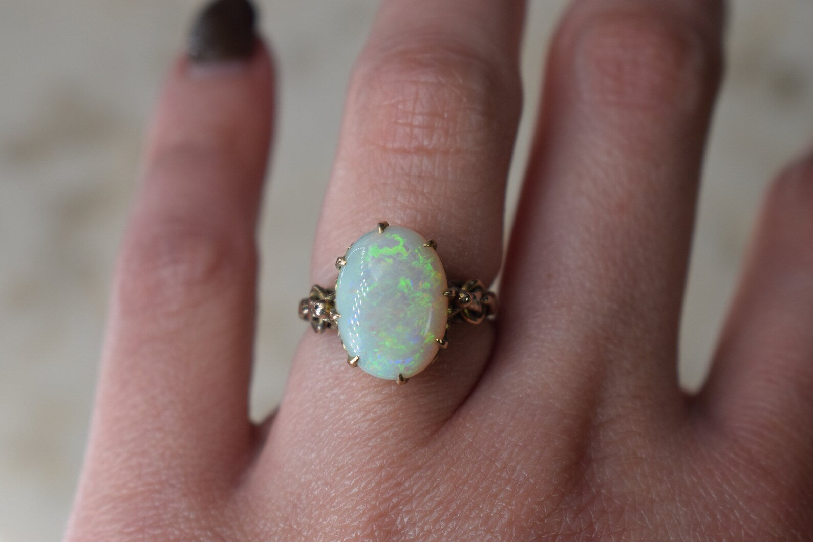 Antique Victorian 14k Gold Opal Ring c.1880s