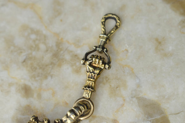 Antique Victorian 14k Gold Citrine Fob With Hand Detail c.1880s