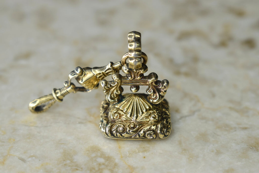 Antique Victorian Gold-Filled Citrine Fob With Hand Detail c.1880s