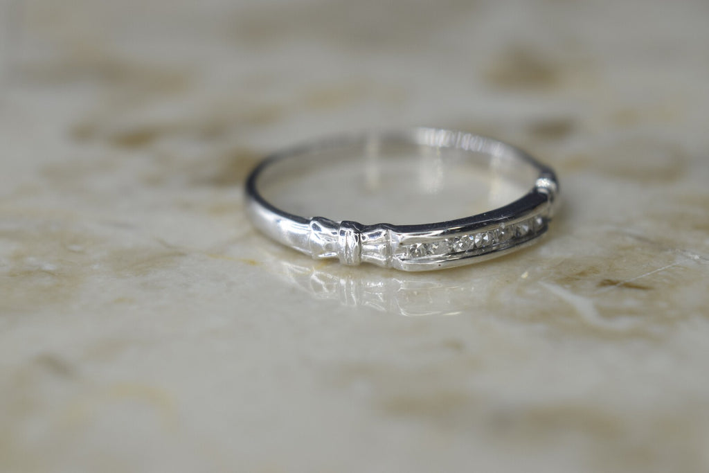 Antique Art Deco 14k White Gold Diamond Band c.1920s