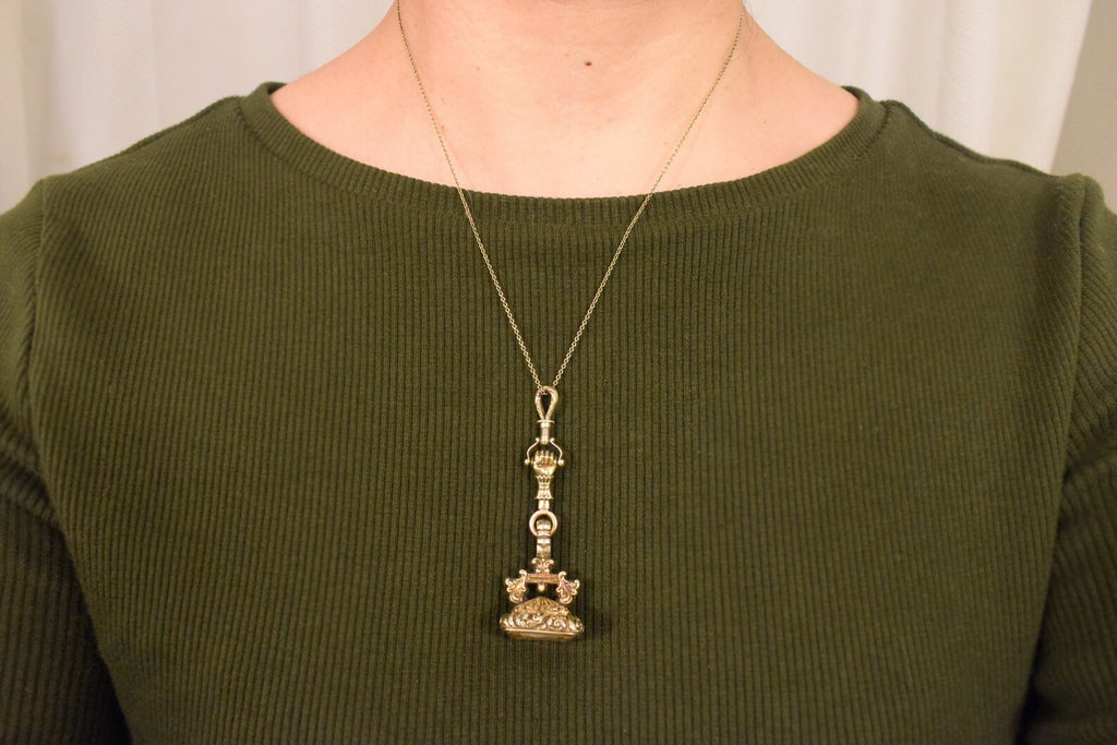 Antique Victorian Gold-Filled Citrine Fob With Hand Detail c.1880s