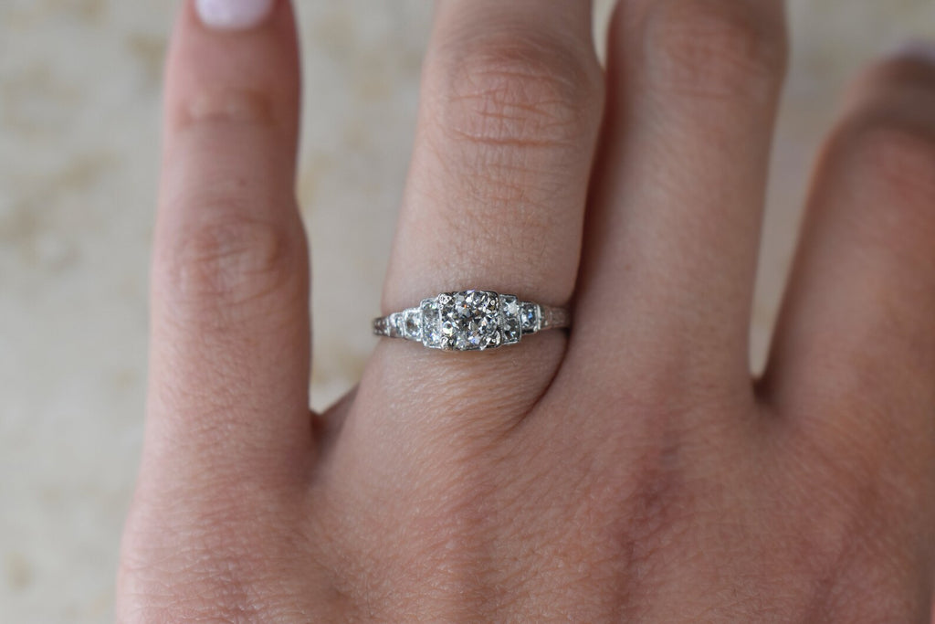 Antique Platinum .88ctw Old European Cut Diamond c.1920s