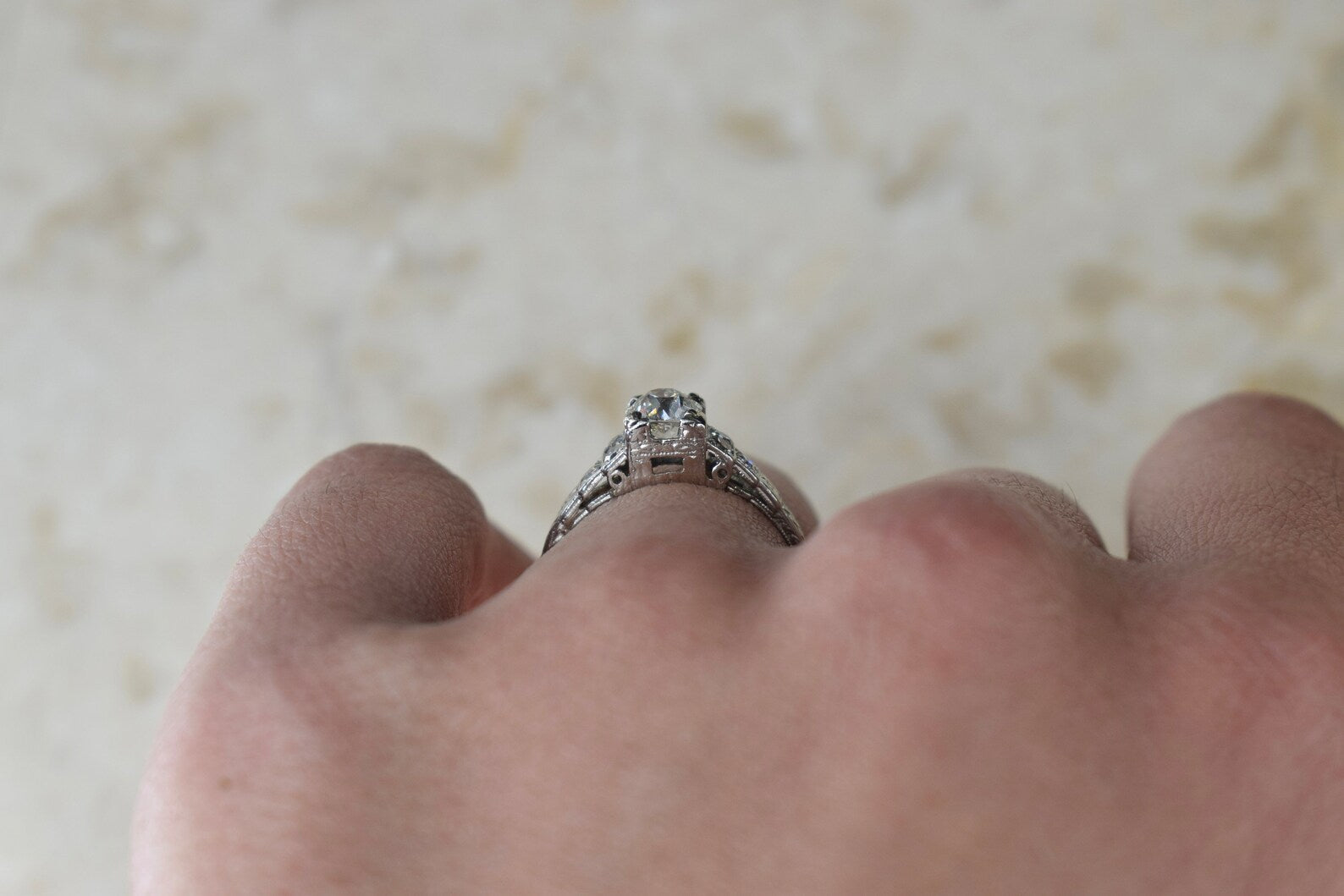 Antique Platinum .88ctw Old European Cut Diamond c.1920s