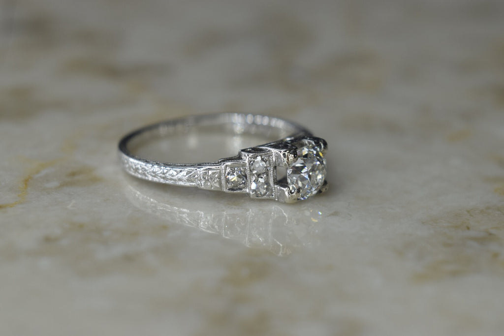 Antique Platinum .88ctw Old European Cut Diamond c.1920s