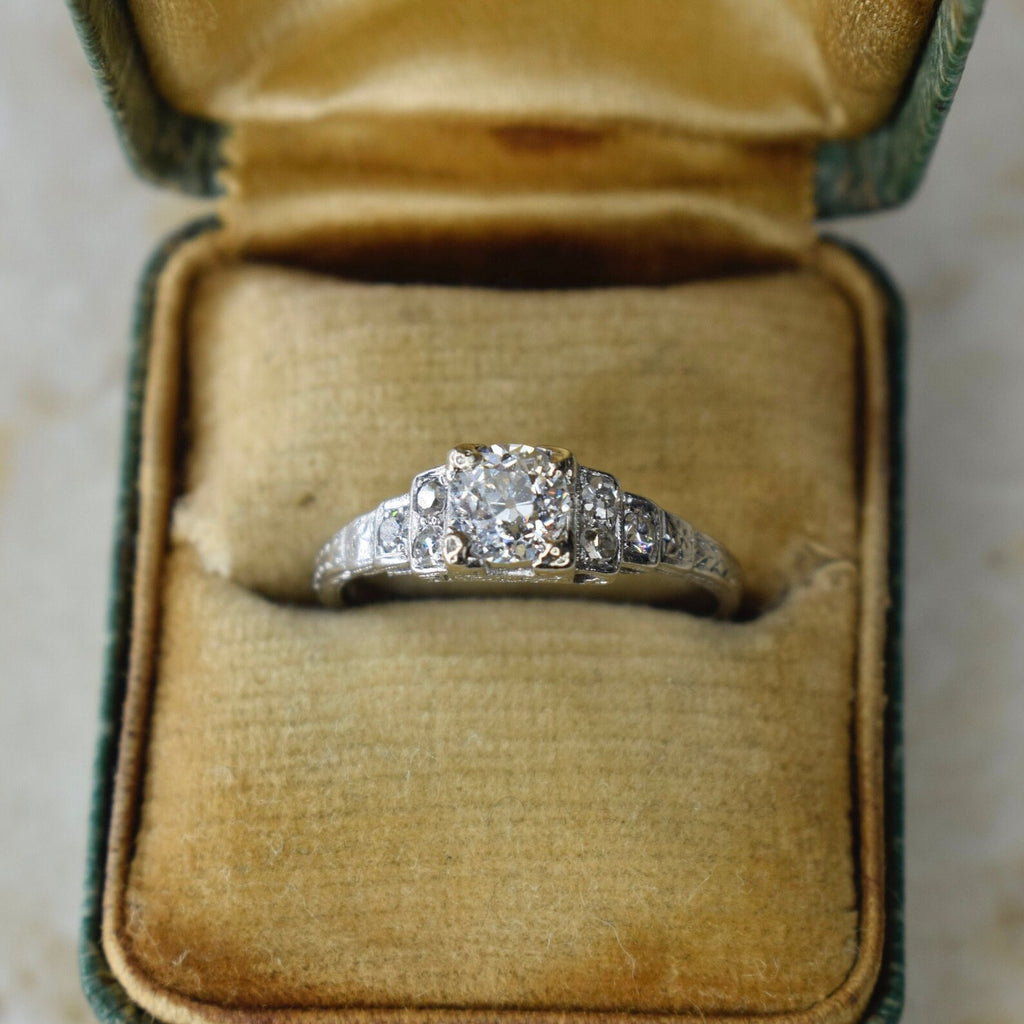 Antique Platinum .88ctw Old European Cut Diamond c.1920s