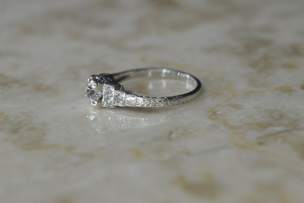Antique Platinum .88ctw Old European Cut Diamond c.1920s