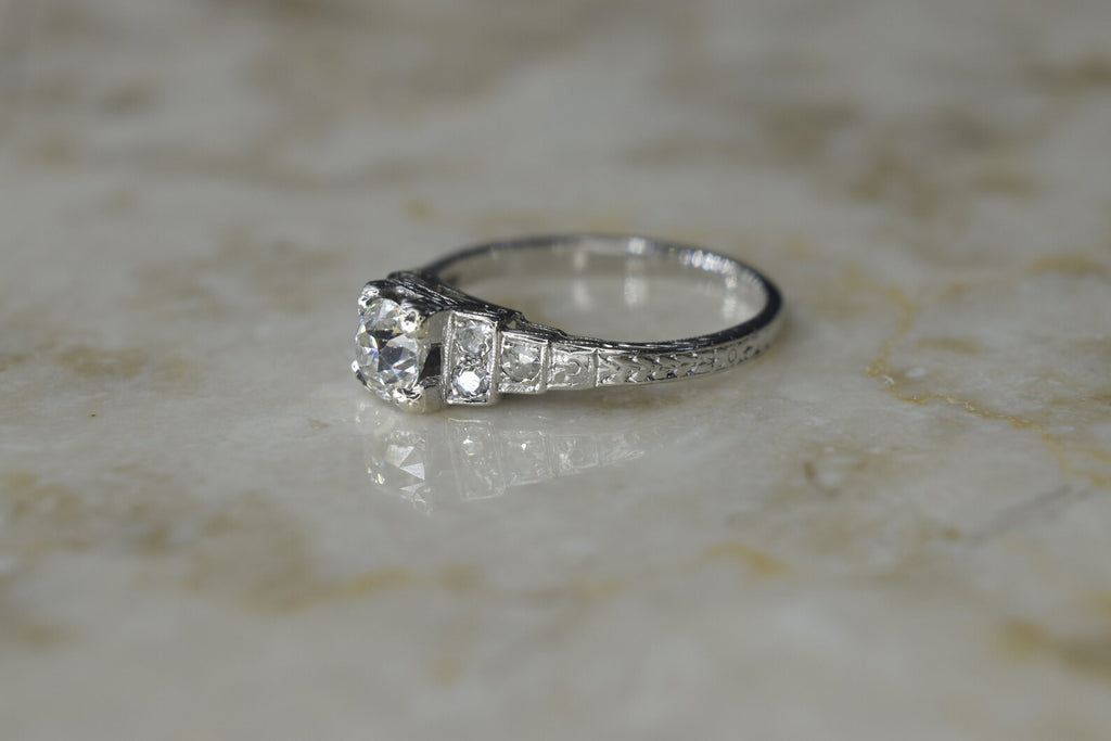 Antique Platinum .88ctw Old European Cut Diamond c.1920s