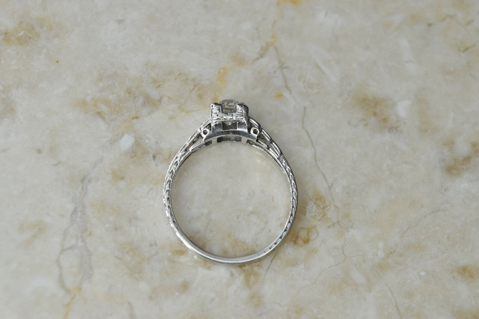 Antique Platinum .88ctw Old European Cut Diamond c.1920s