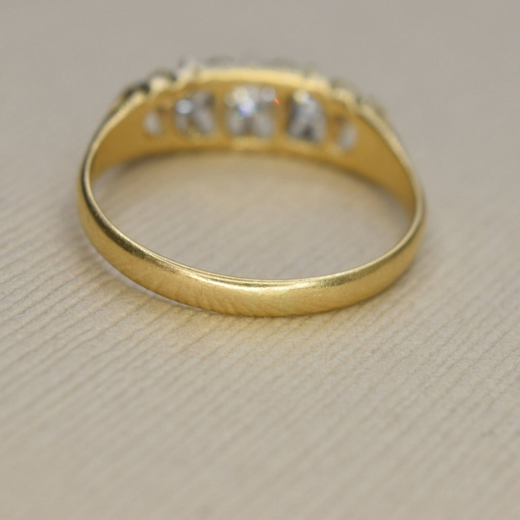 Antique 18k Gold Old European Cut Diamond Five Stone Band c.1900