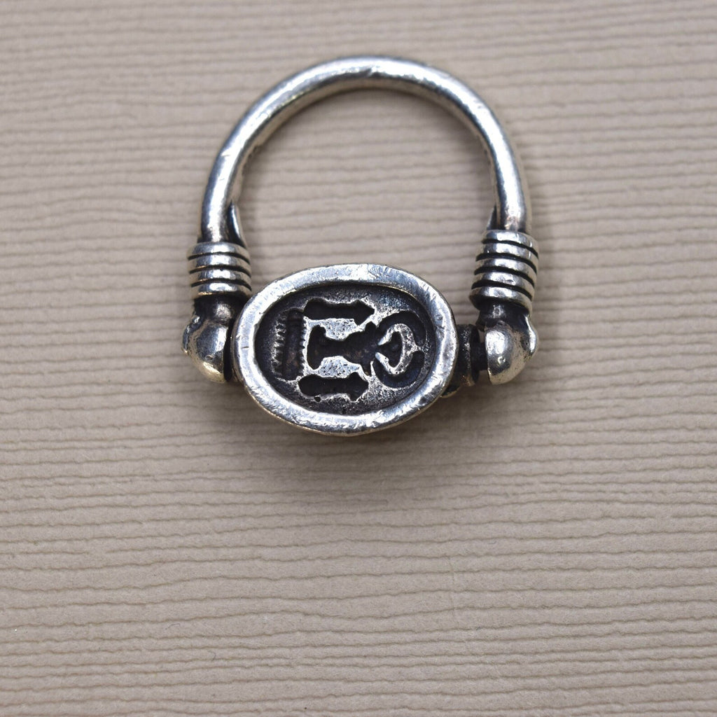 Vintage Sterling Silver Egyptian Revival Scarab Flip Spinner Ring c.1970s