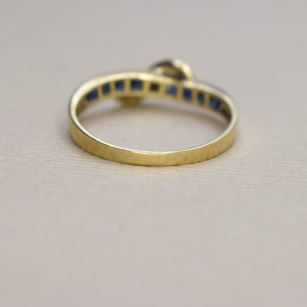 Vintage 14k Gold Sapphire and Diamond Band