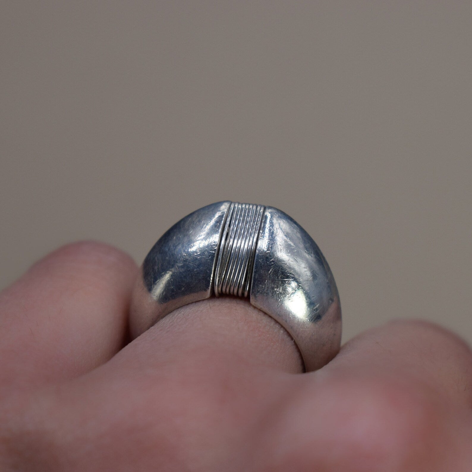 Vintage Sterling Silver Domed Wirework Ring c.1980s
