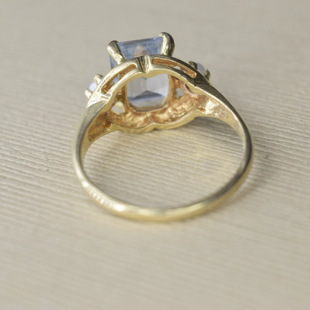 Vintage 14k Gold Spinel and Seed Pearl Ring c.1960s