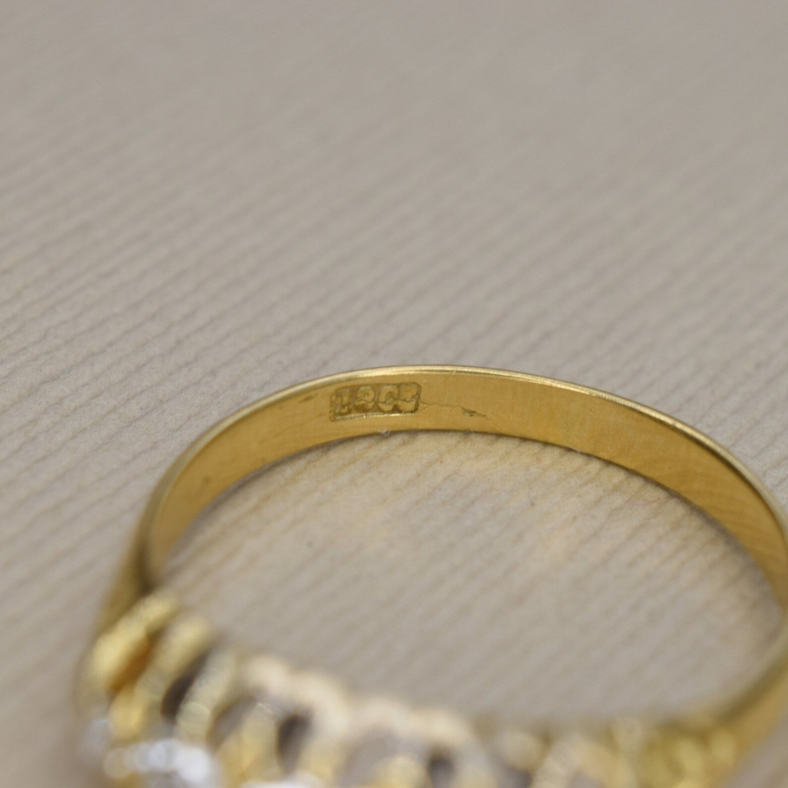 Antique 18k Gold Old European Cut Diamond Five Stone Band c.1900