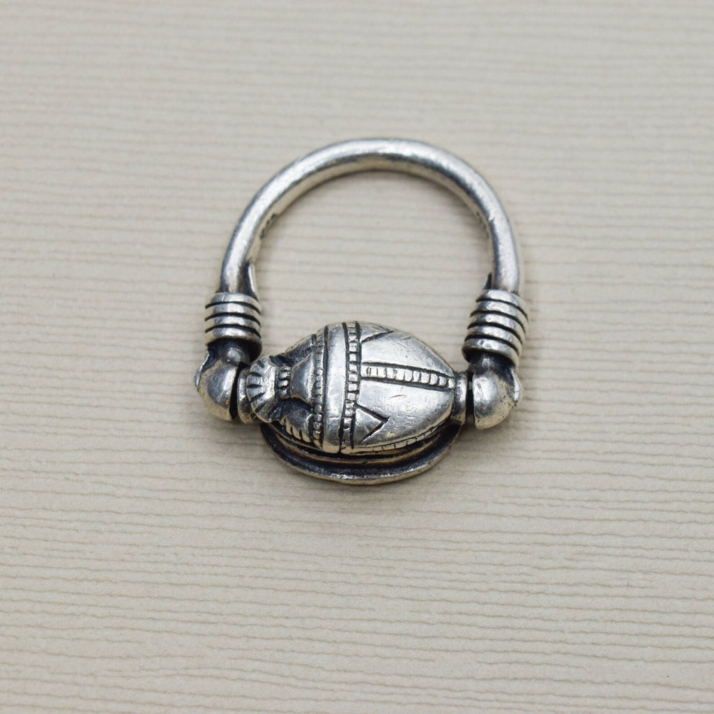 Vintage Sterling Silver Egyptian Revival Scarab Flip Spinner Ring c.1970s