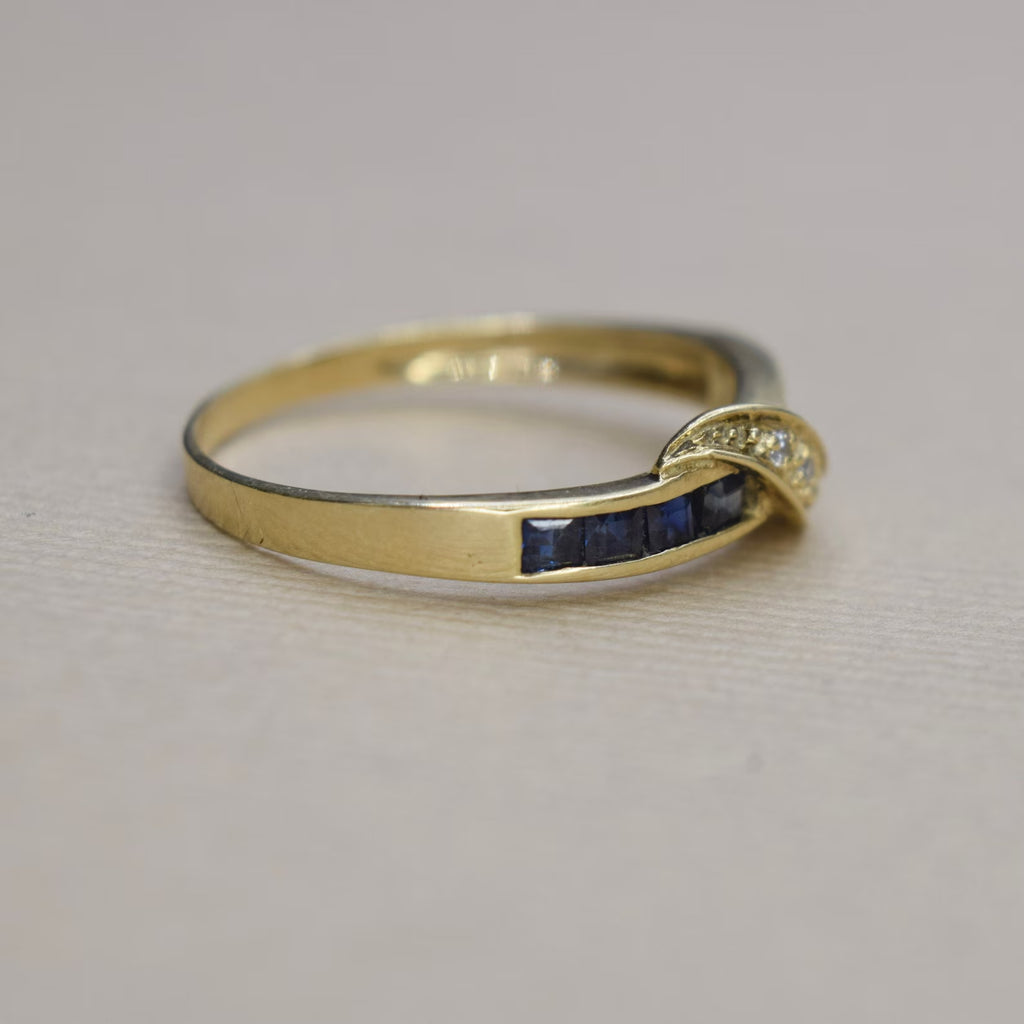 Vintage 14k Gold Sapphire and Diamond Band