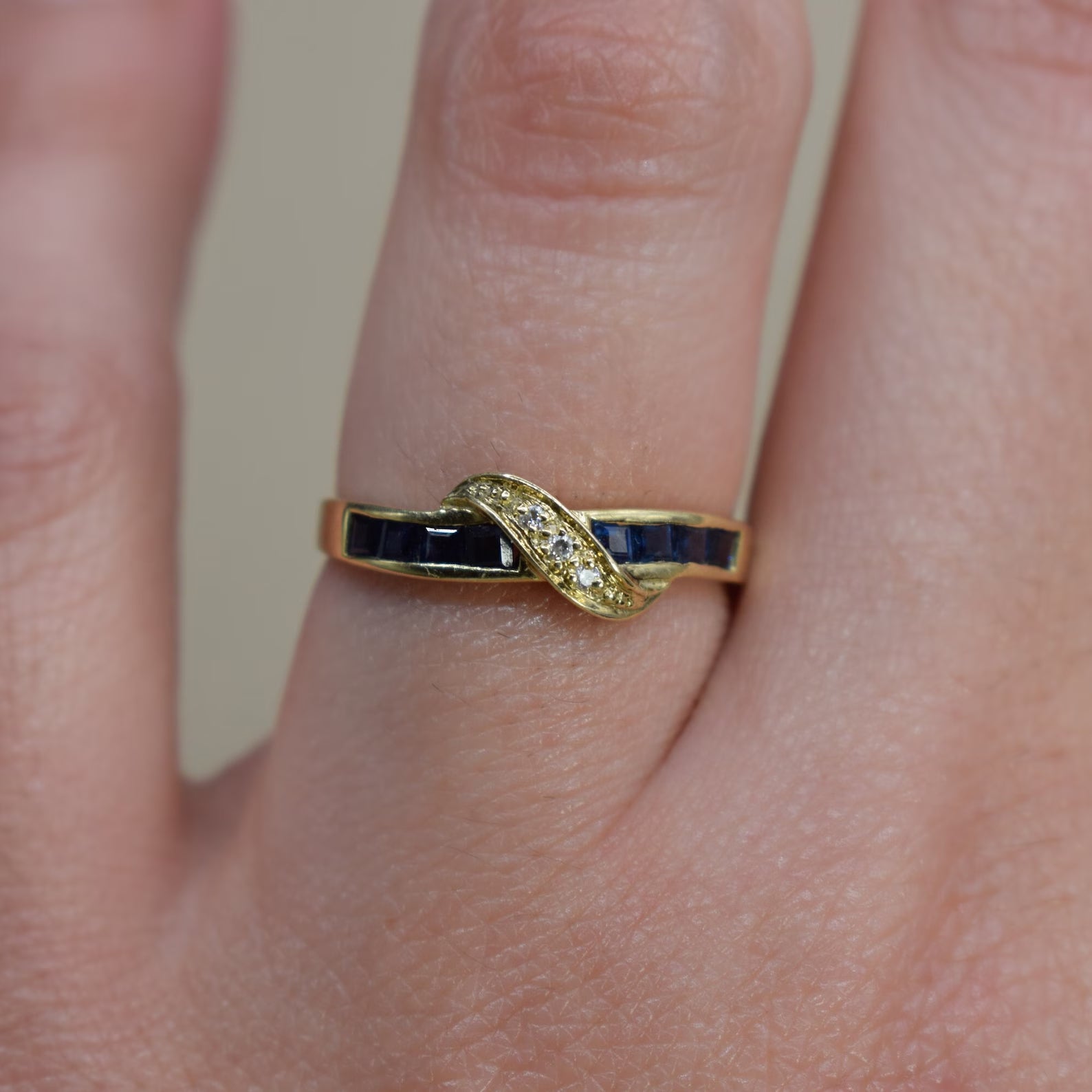 Vintage 14k Gold Sapphire and Diamond Band