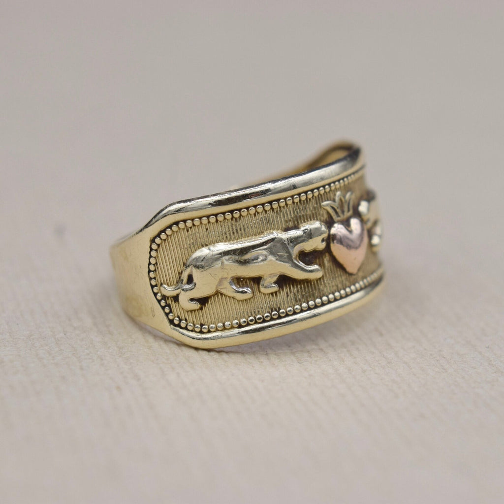 Vintage 14k Gold Panther Love Ring c.1990s