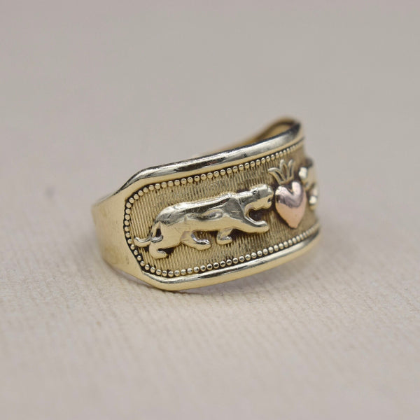 Vintage 14k Gold Panther Love Ring c.1990s