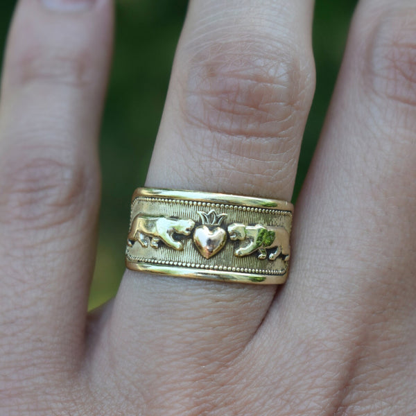 Vintage 14k Gold Panther Love Ring c.1990s