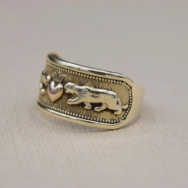 Vintage 14k Gold Panther Love Ring c.1990s