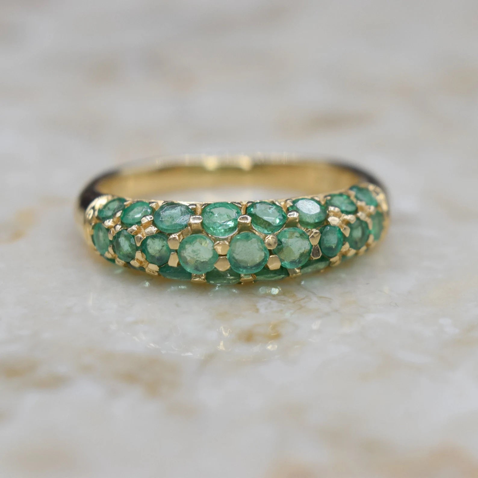 Vintage 14k Gold Emerald Band c.1990s