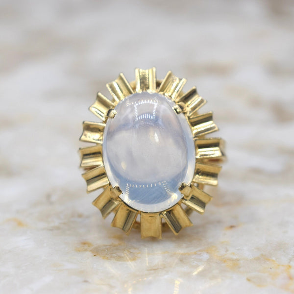 Vintage 14k Gold Austrian Retro Moonstone Cocktail Ring c.1970s