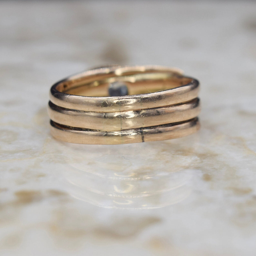 Antique Victorian 14k Gold Snake Ring with .65ct Old Mine Cut Diamond