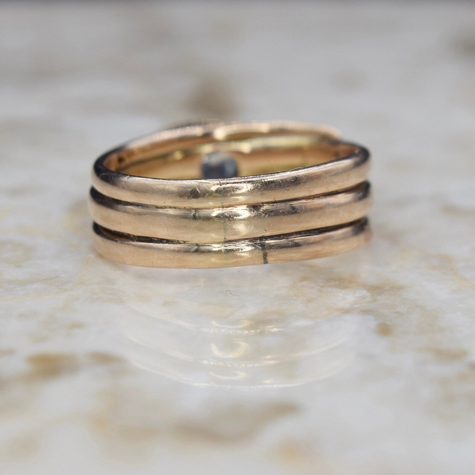 Antique Victorian 14k Gold Snake Ring with .65ct Old Mine Cut Diamond