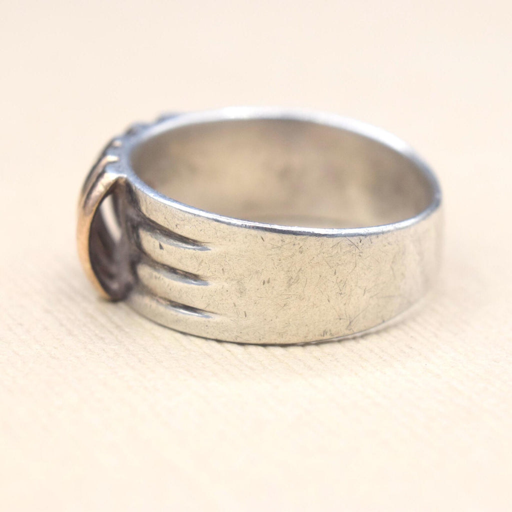 Vintage Modernist 950 Silver and 18k Gold Ring c.1970s