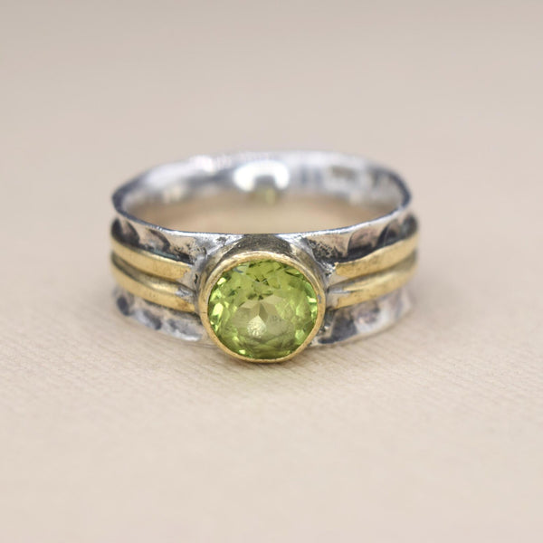 Vintage Peridot Sterling Silver and Brass Ring