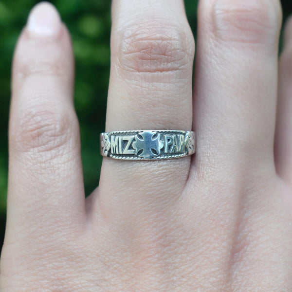 Antique Victorian Sterling Silver MIZPAH Ring English Hallmarks 1897