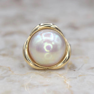 Vintage 14k Gold Mabe Pearl Ring