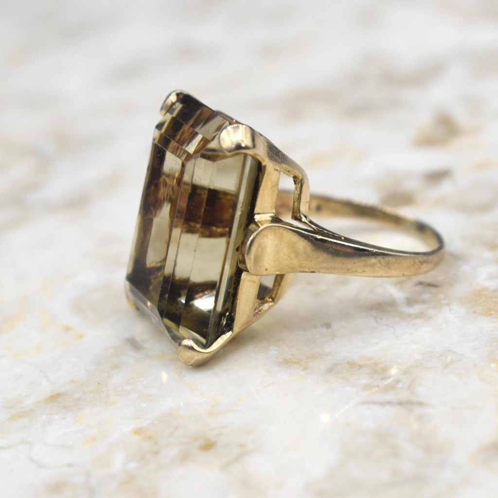 Vintage 30.69 ct Smoky Quartz Cocktail Ring c.1970s