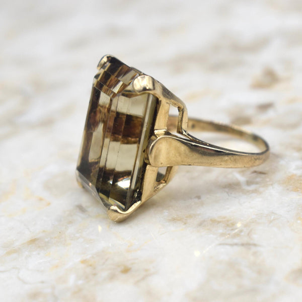 Vintage 30.69 ct Smoky Quartz Cocktail Ring c.1970s